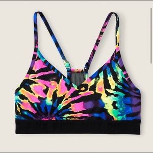 VS PINK Lightly Lined Sports Bra Rainbow Tie Dye